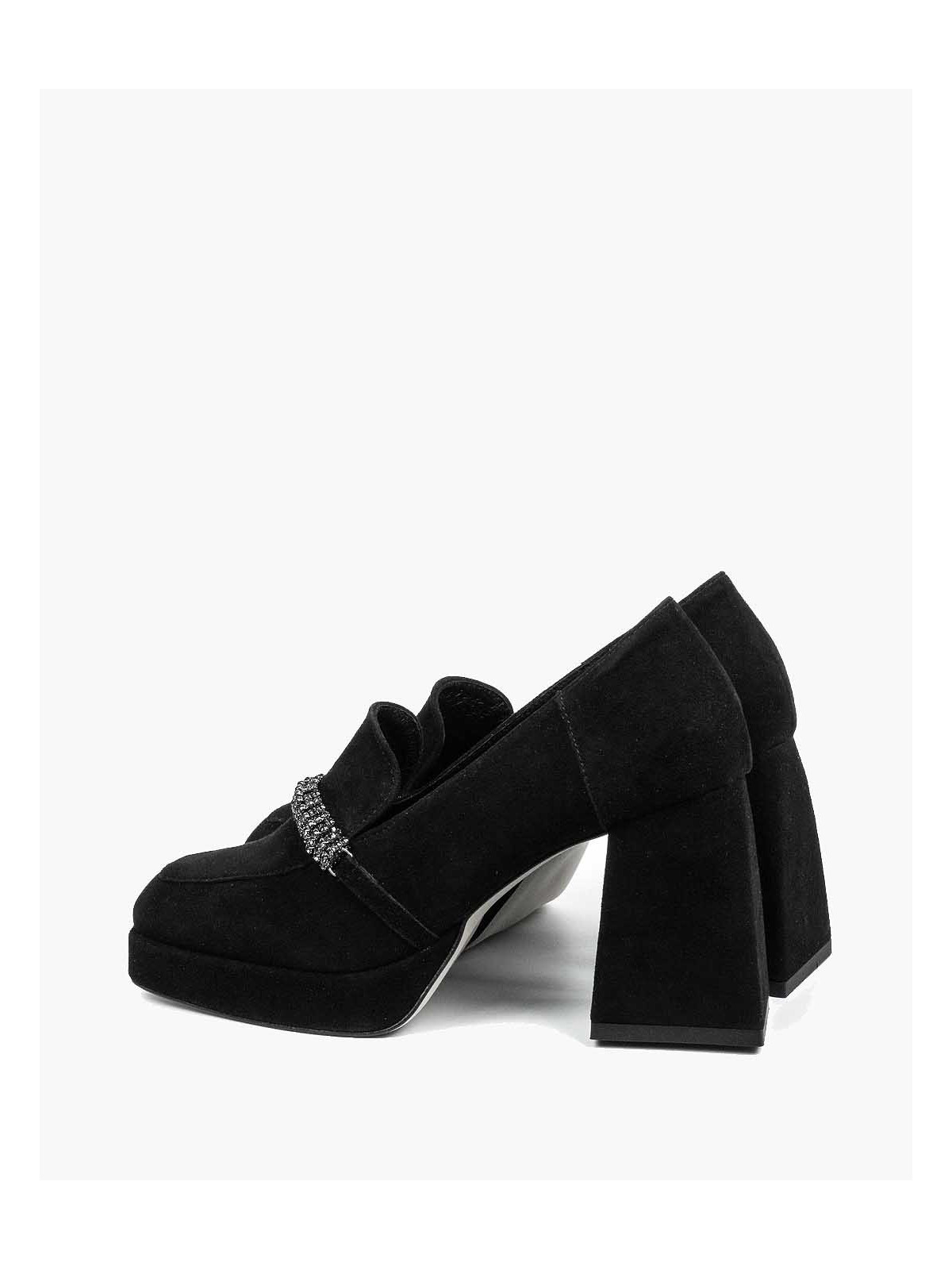 Czarne półbuty damskie skórzane