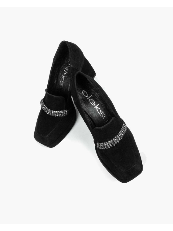 Czarne półbuty damskie skórzane