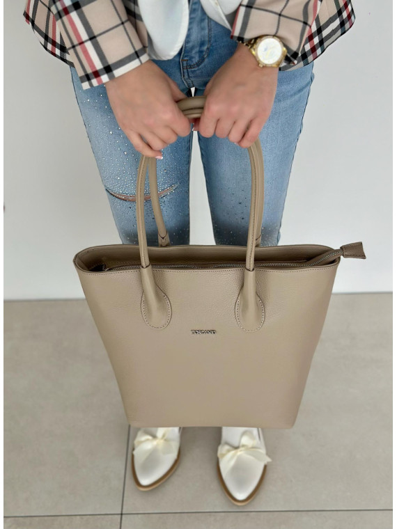 Beżowa torebka damska skórzana