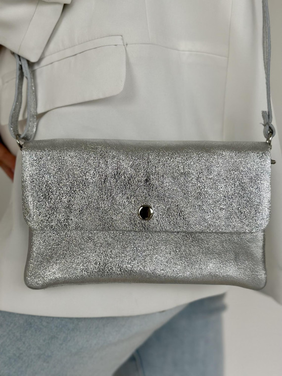 Srebrna torebka damska skórzana