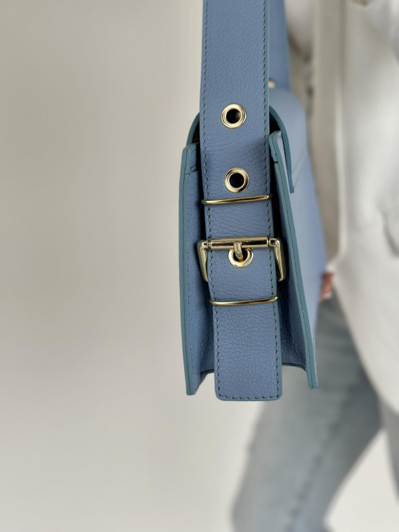 Niebieska torebka damska skórzana