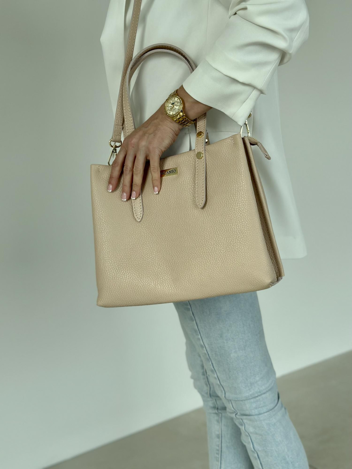 Różowa torebka damska skórzana