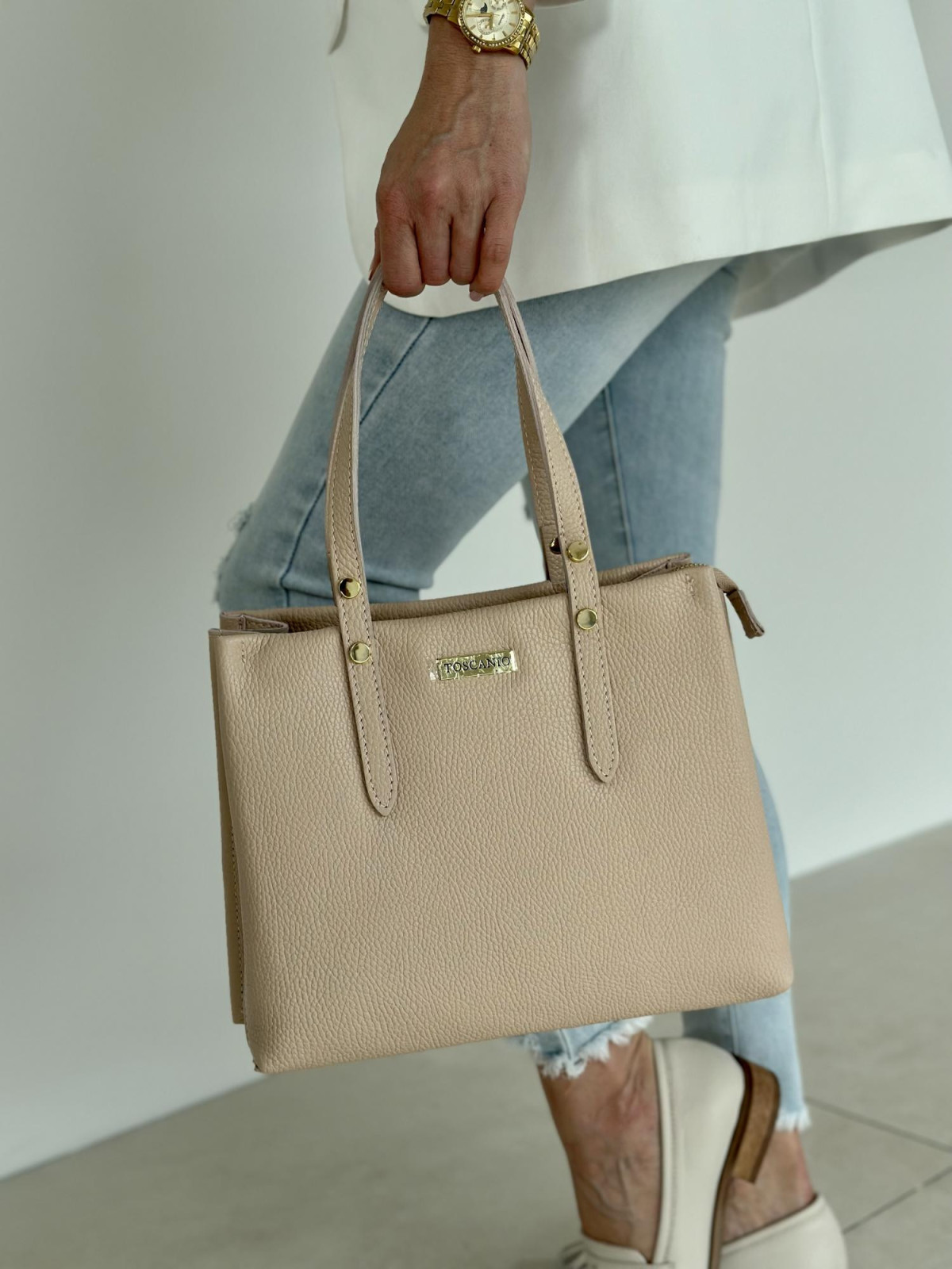 Różowa torebka damska skórzana