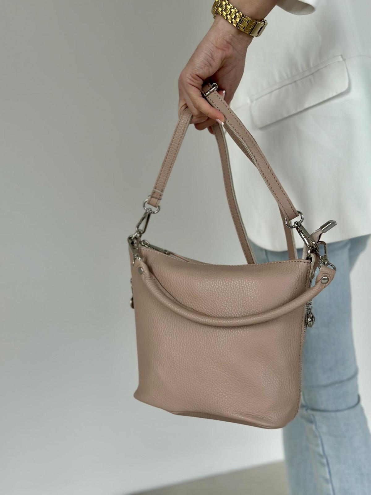 Różowa torebka damska skórzana