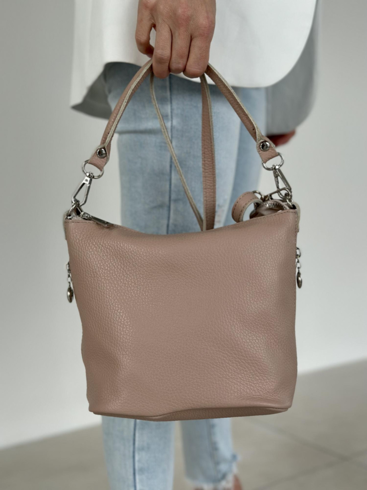 Różowa torebka damska skórzana