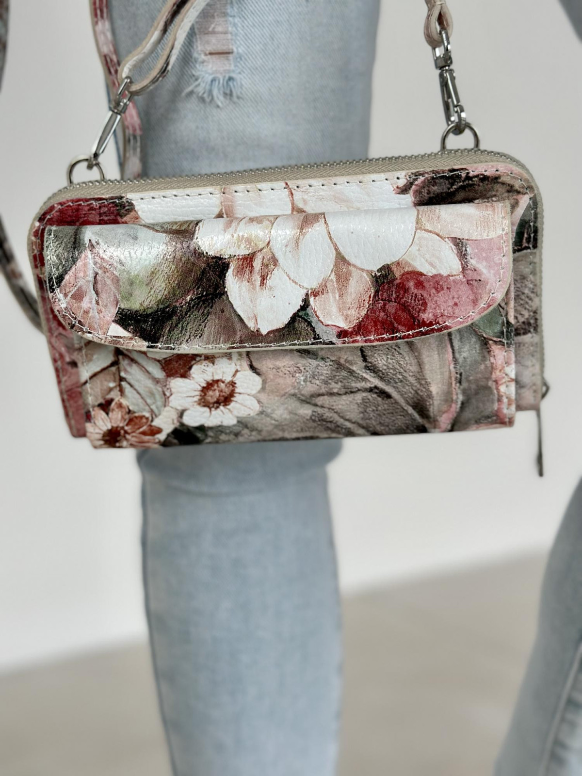 Torebka wielokolorowa damska skórzana