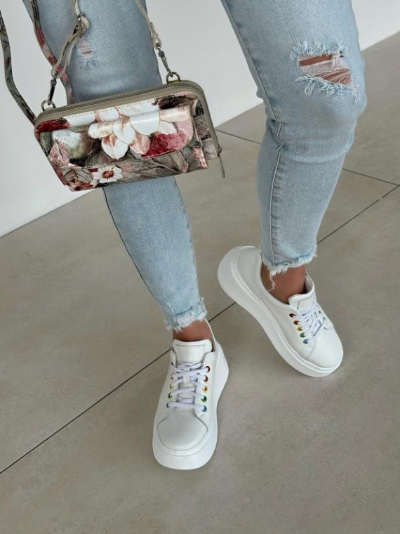 Torebka wielokolorowa damska skórzana