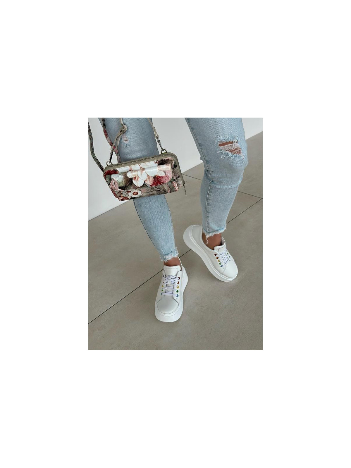 Torebka wielokolorowa damska skórzana