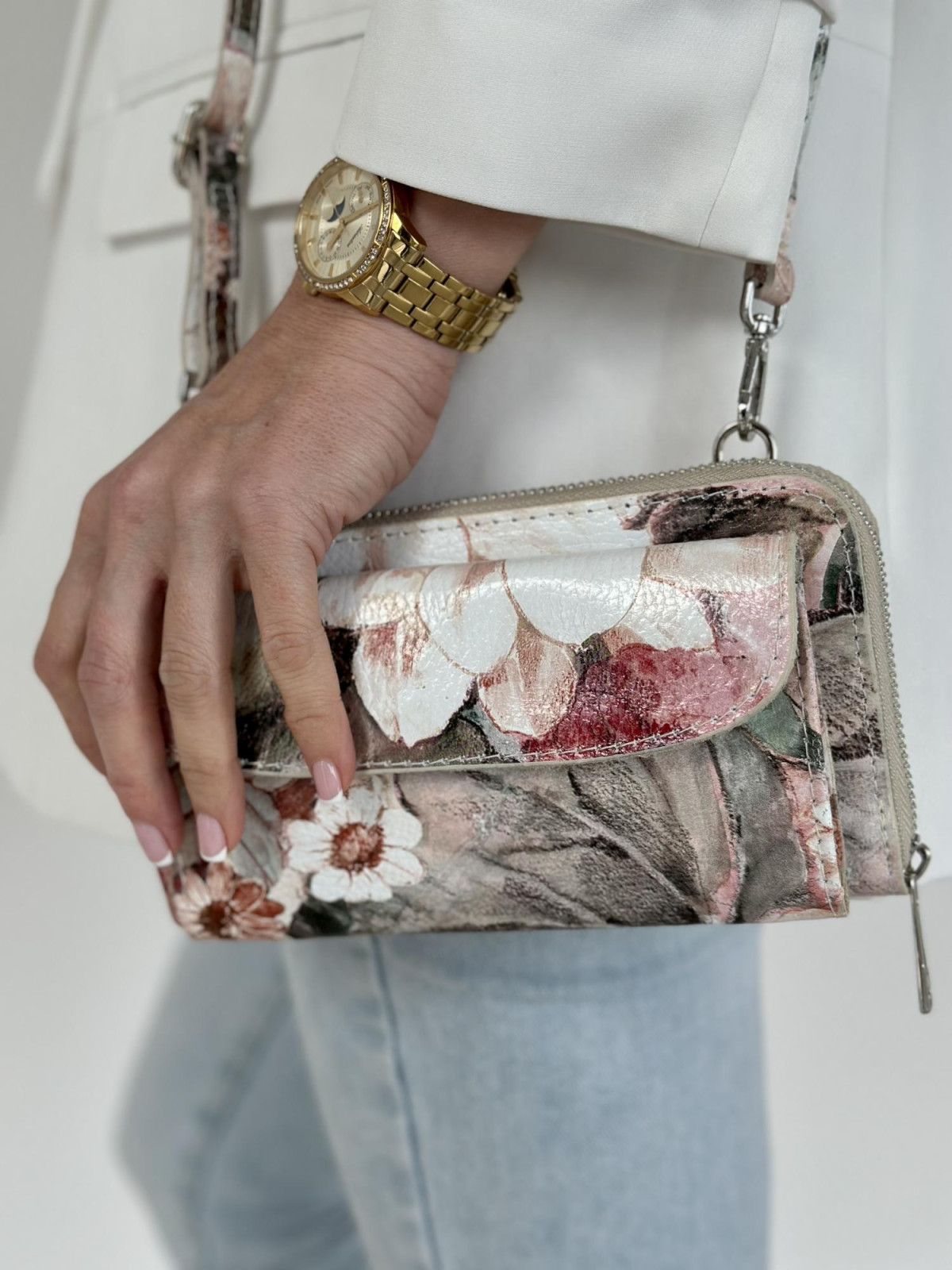 Torebka wielokolorowa damska skórzana