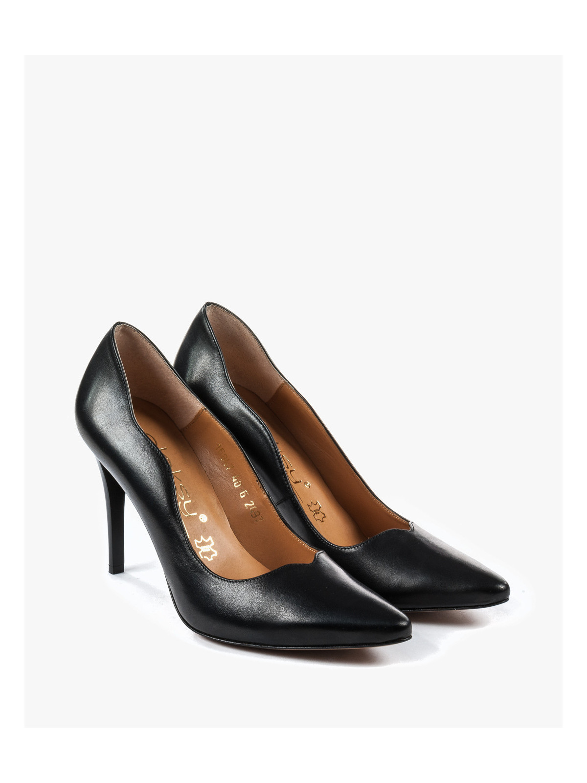 Czarne czółenka damskie skórzane