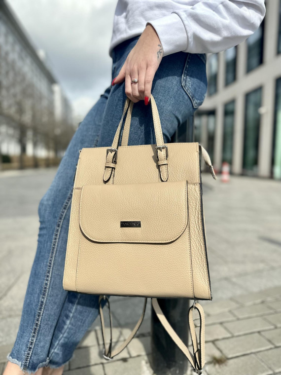 Beżowa torebka damska skórzana