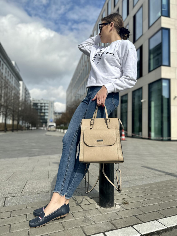 Beżowa torebka damska skórzana