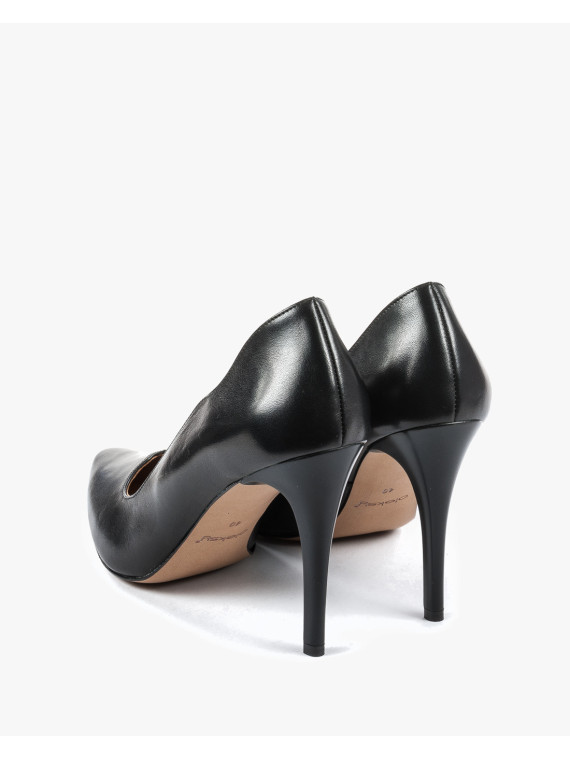 Czarne czółenka damskie skórzane