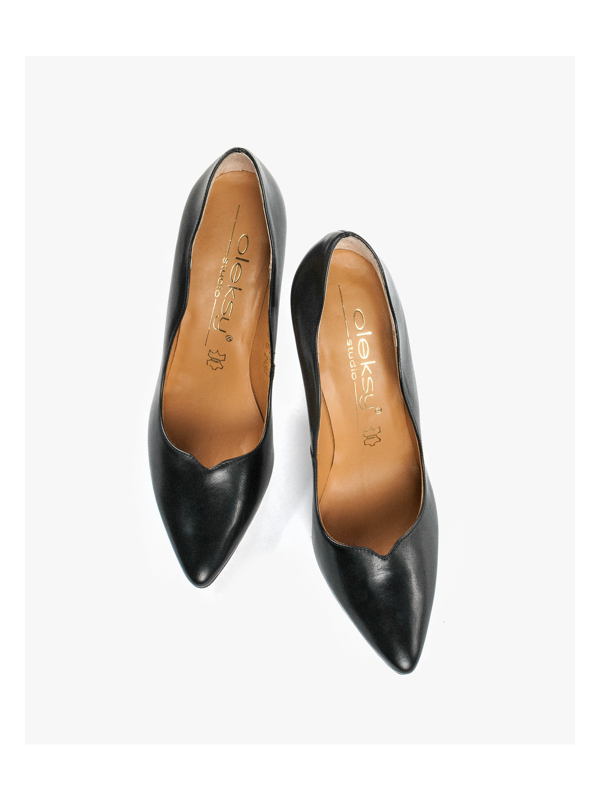 Czarne czółenka damskie skórzane