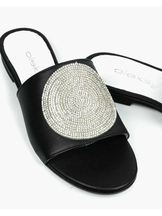 Czarne klapki damskie skórzane