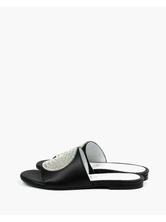 Czarne klapki damskie skórzane