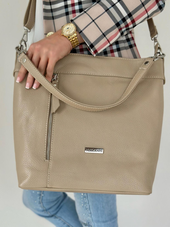 Beżowa torebka damska skórzana