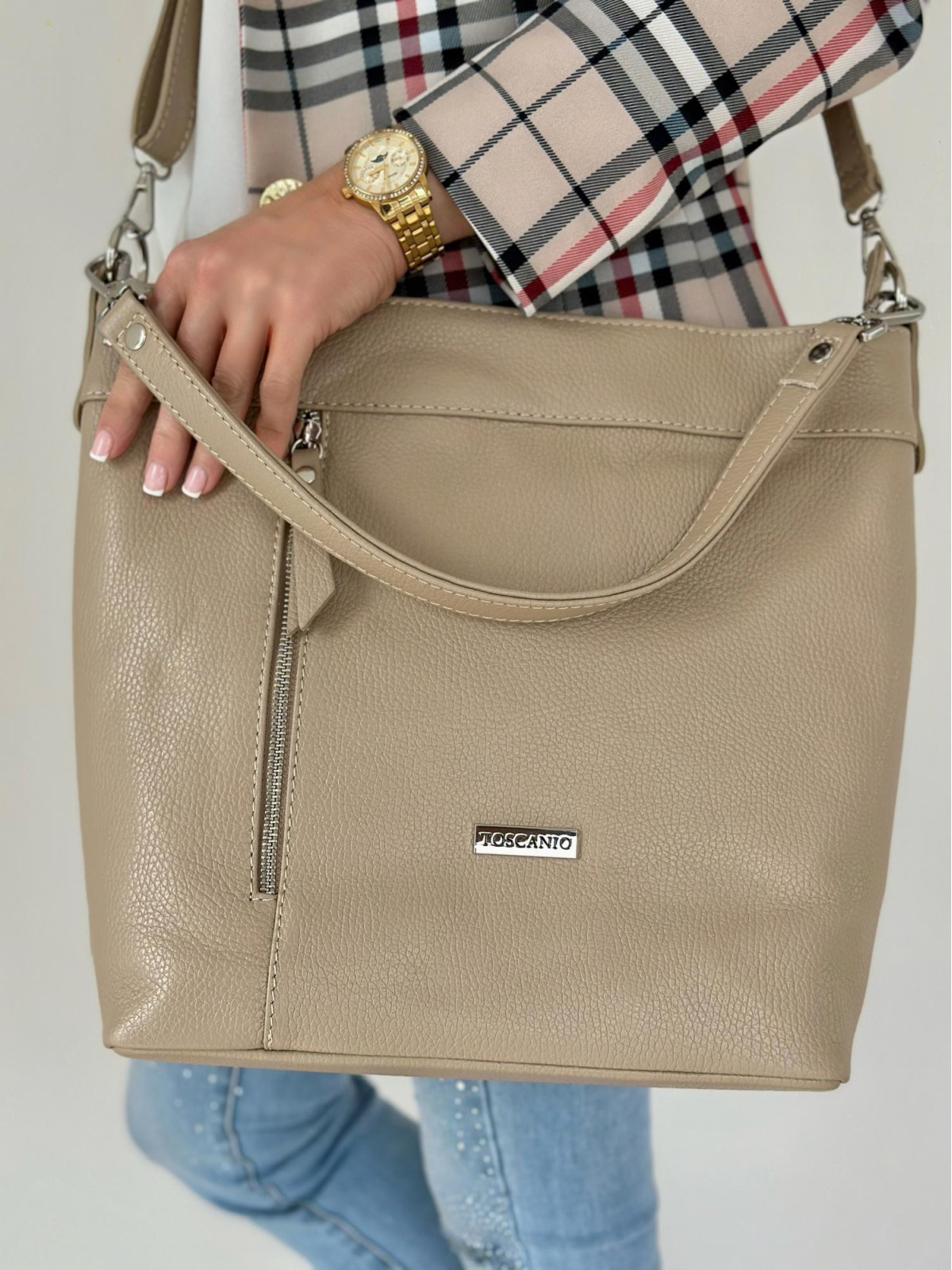 Beżowa torebka damska skórzana