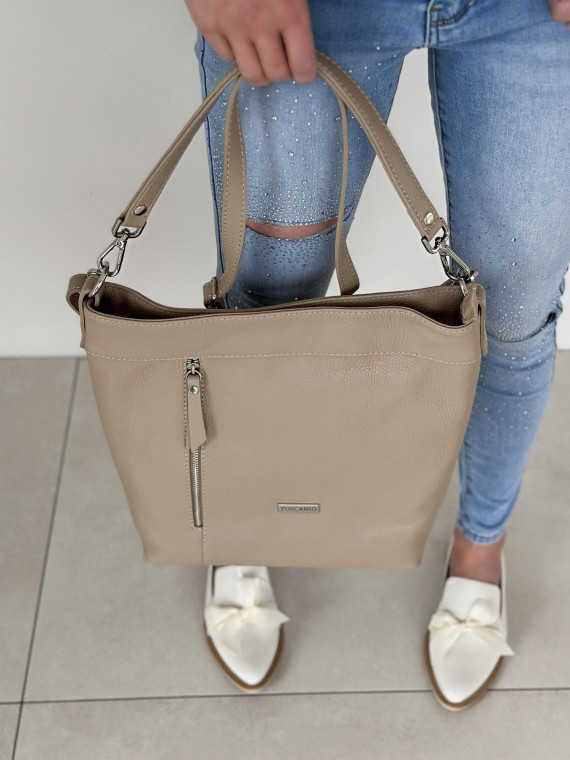 Beżowa torebka damska skórzana