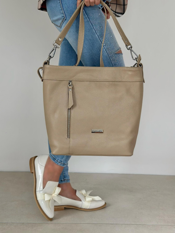 Beżowa torebka damska skórzana