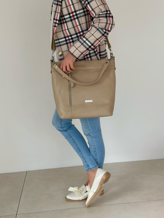 Beżowa torebka damska skórzana