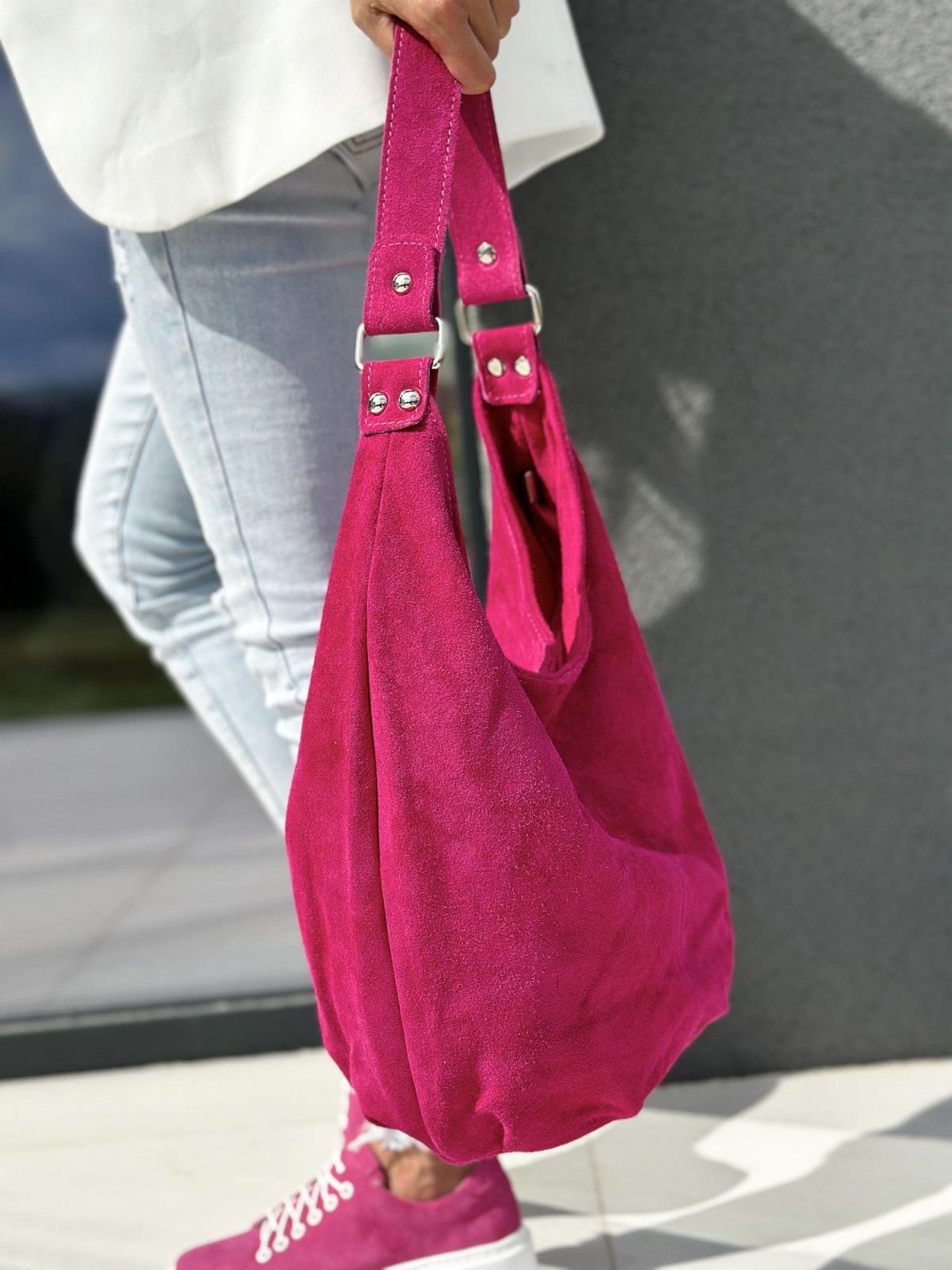 Różowa torebka damska skórzana