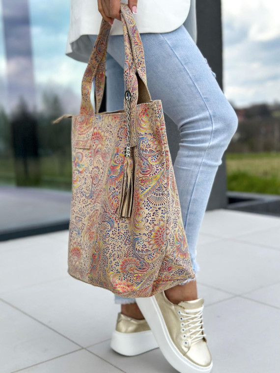 Torebka wielokolorowa damska skórzana