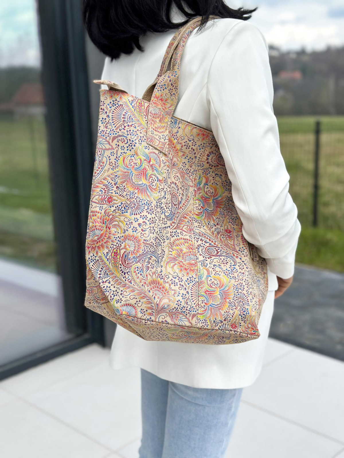 Torebka wielokolorowa damska skórzana