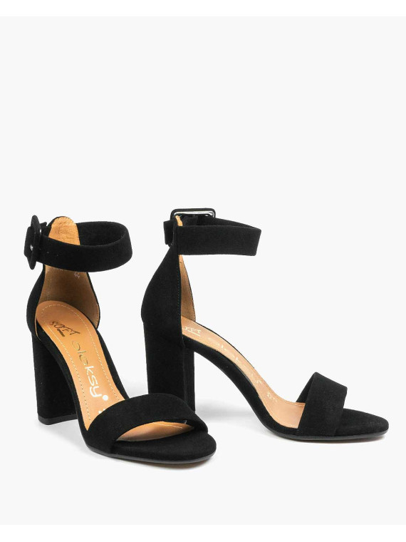 Czarne sandały damskie skórzane