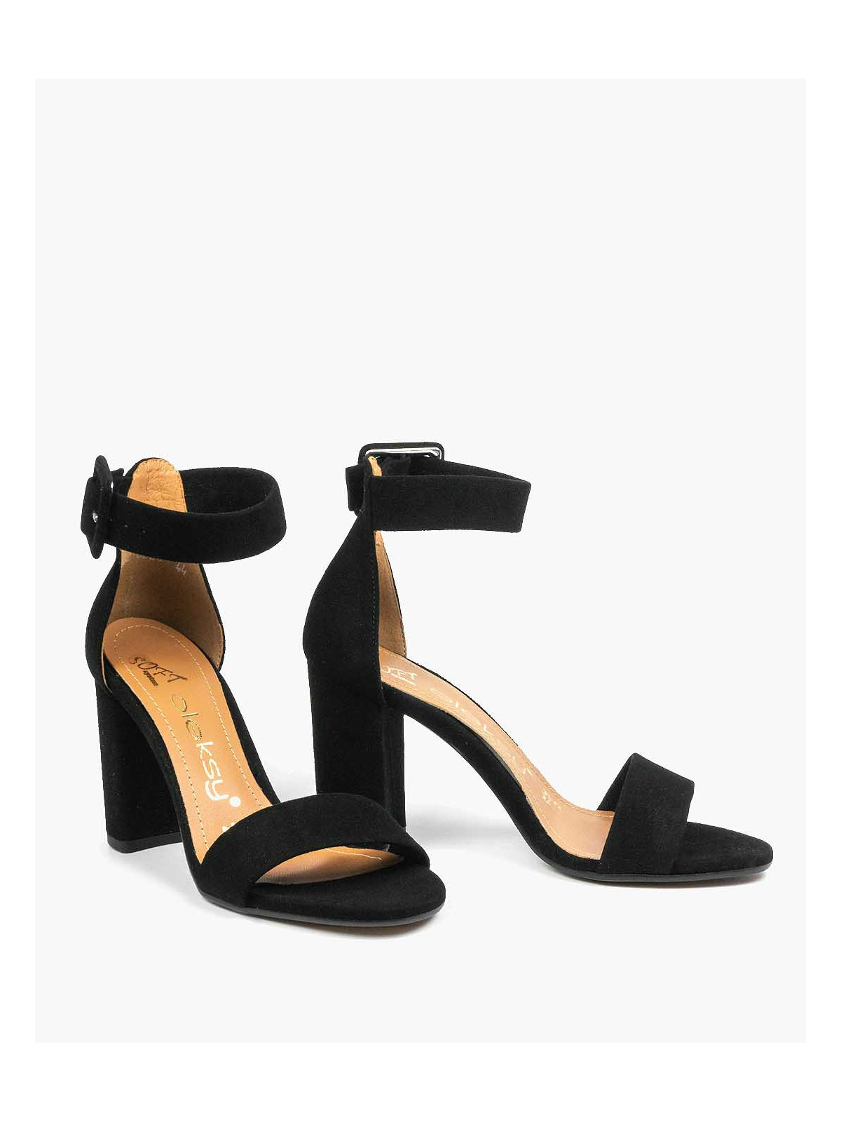 Czarne sandały damskie skórzane