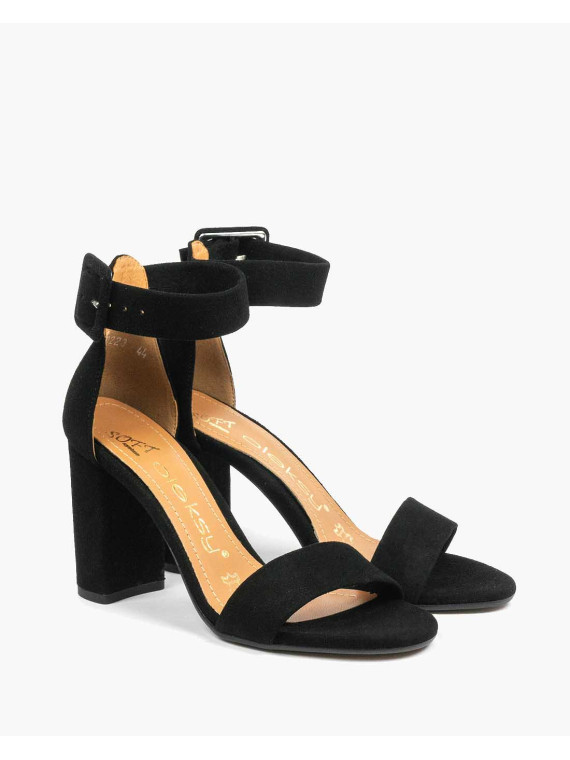 Czarne sandały damskie skórzane