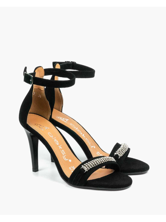 Czarne sandały damskie skórzane