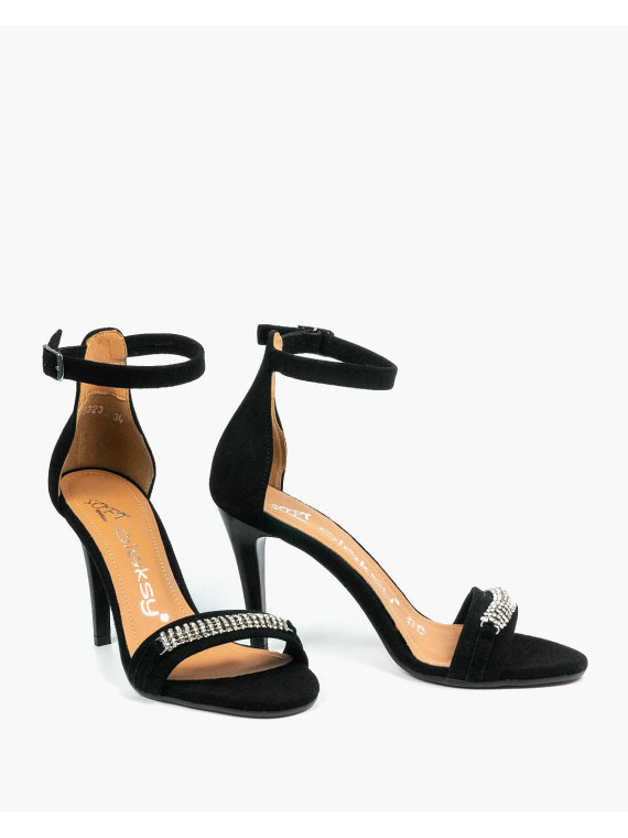 Czarne sandały damskie skórzane