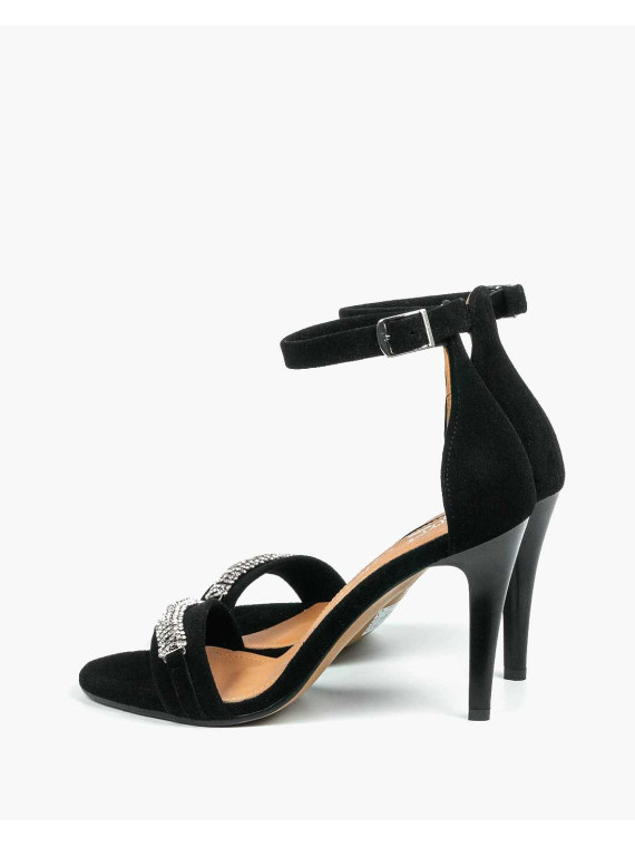 Czarne sandały damskie skórzane