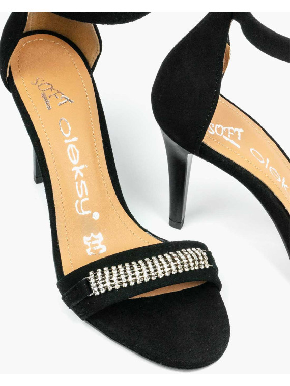 Czarne sandały damskie skórzane