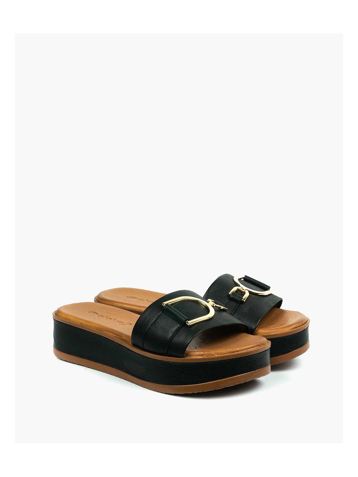 Czarne klapki damskie skórzane