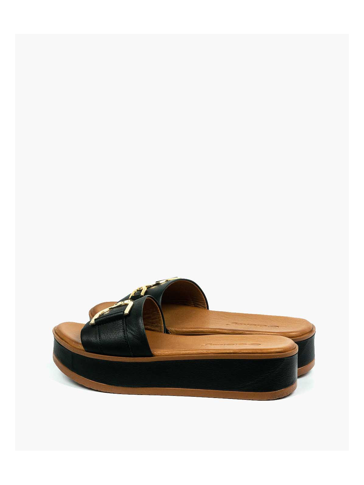 Czarne klapki damskie skórzane