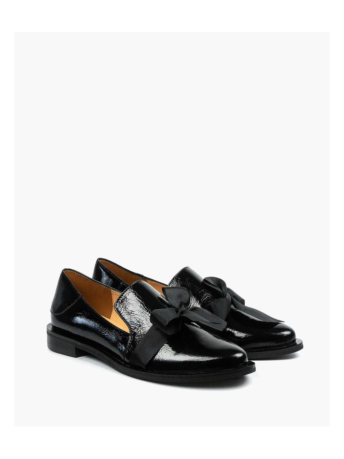 Czarne mokasyny damskie skórzane