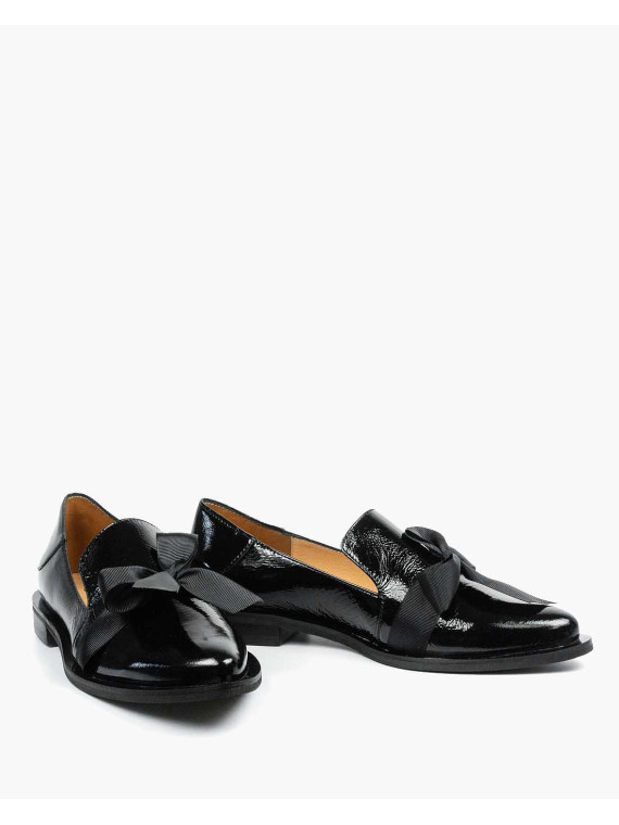 Czarne mokasyny damskie skórzane