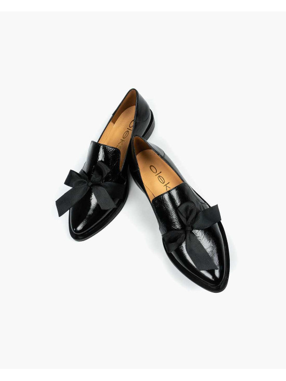 Czarne mokasyny damskie skórzane