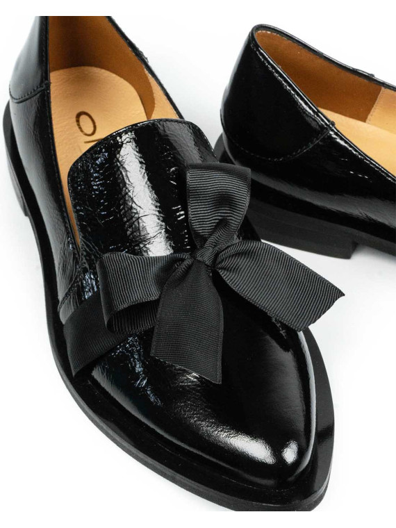Czarne mokasyny damskie skórzane