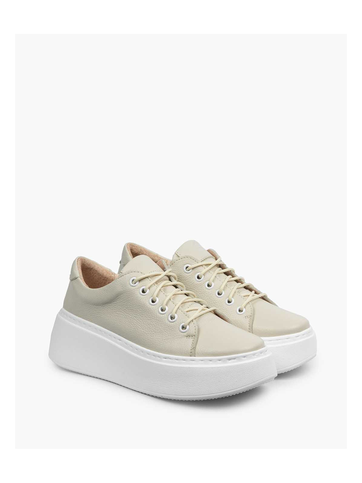 Beżowe trampki damskie skórzane