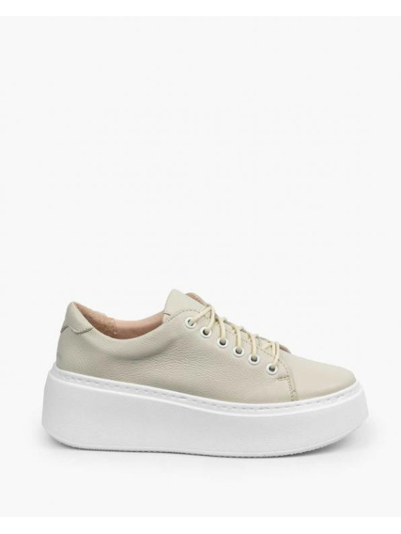 Beżowe trampki damskie skórzane