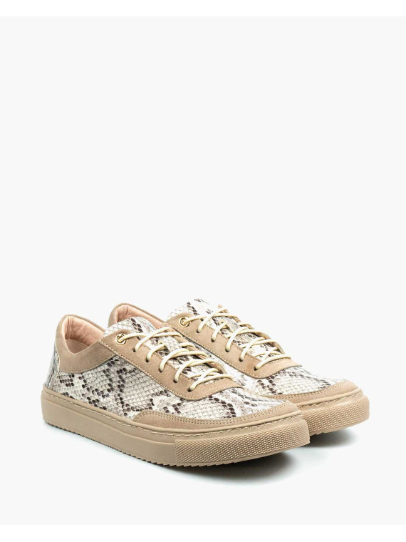Beżowe trampki damskie skórzane