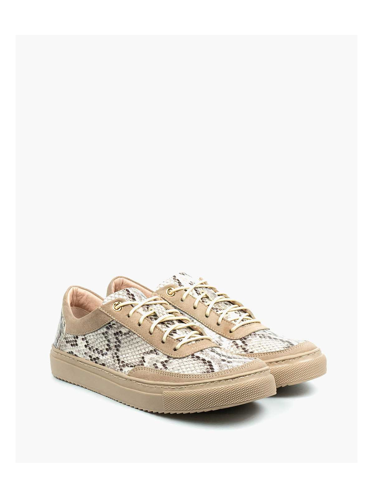 Beżowe trampki damskie skórzane