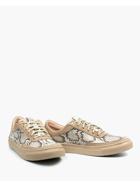 Beżowe trampki damskie skórzane