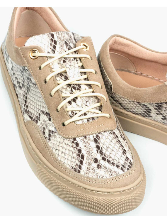 Beżowe trampki damskie skórzane