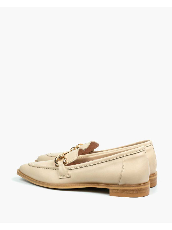 Beżowe mokasyny damskie skórzane