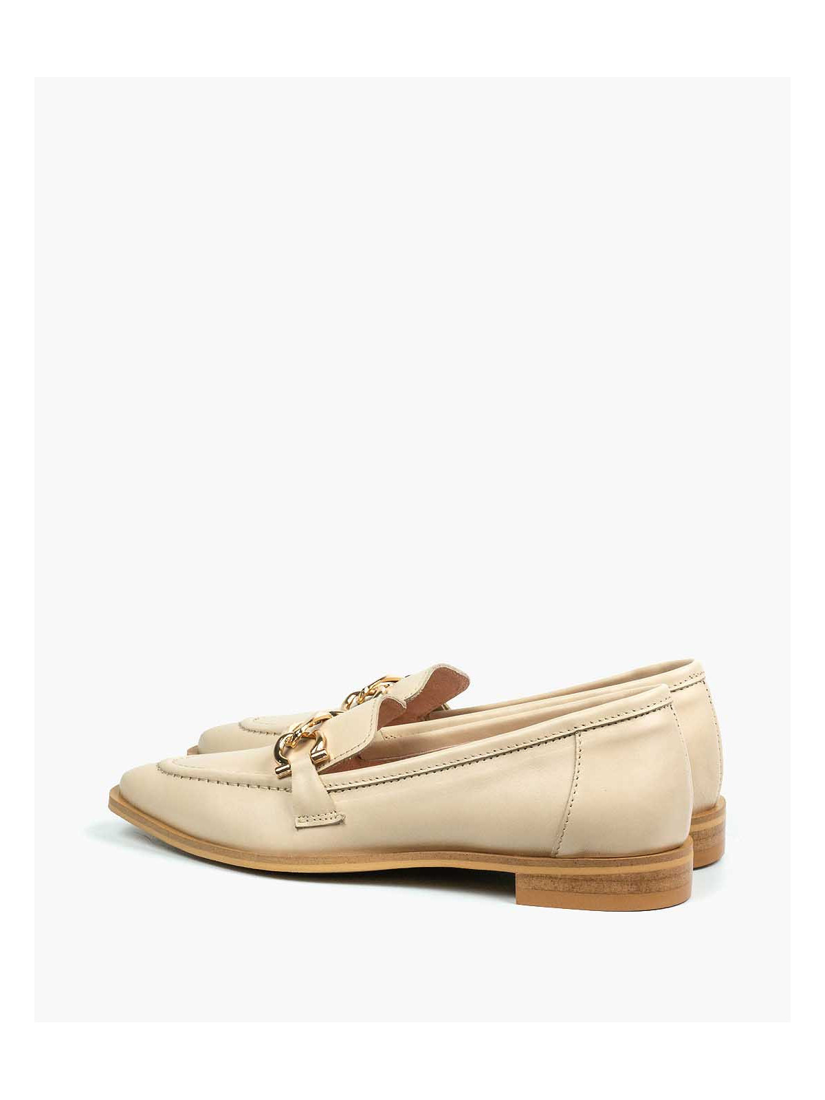 Beżowe mokasyny damskie skórzane