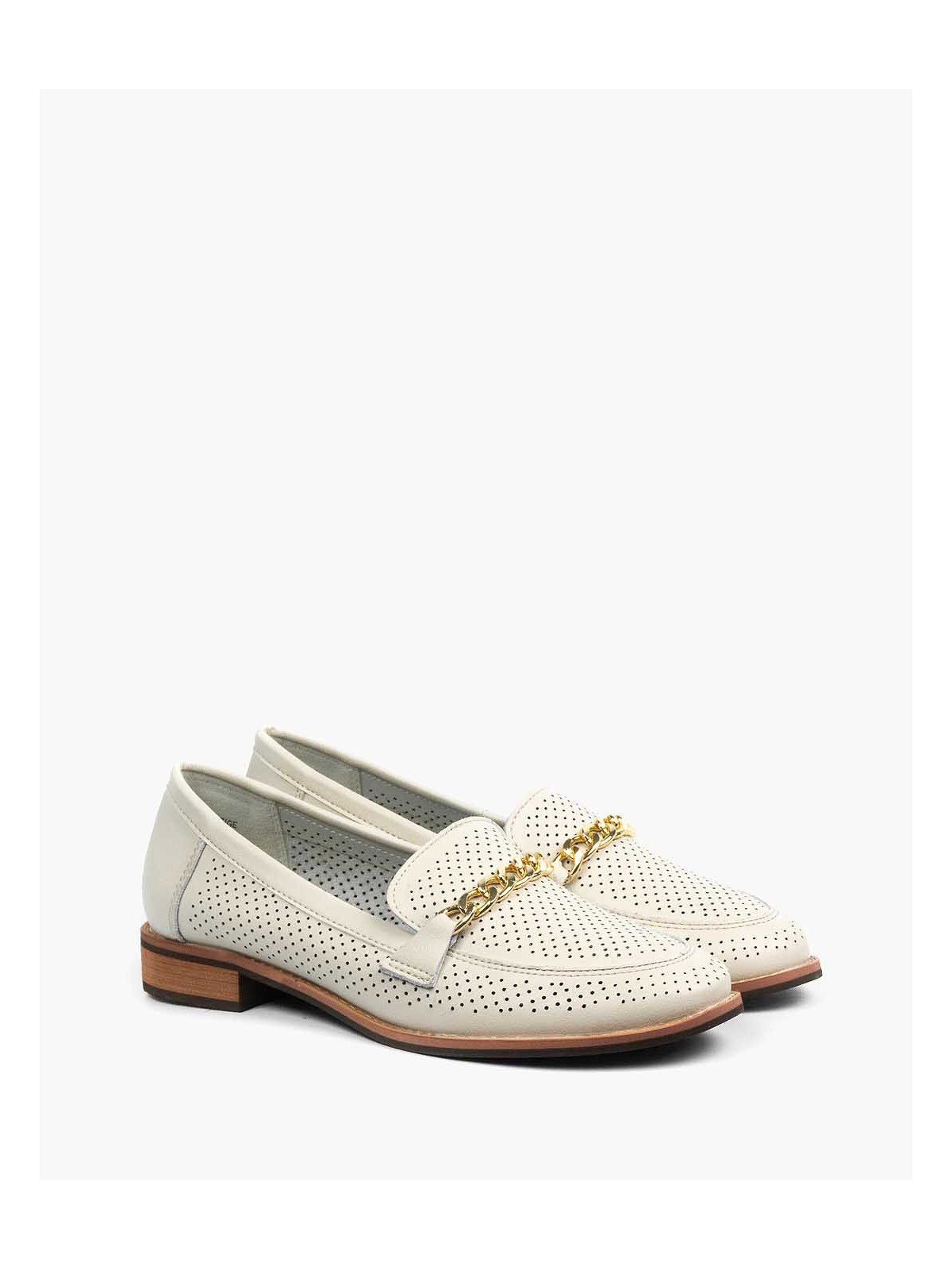 Beżowe mokasyny damskie skórzane